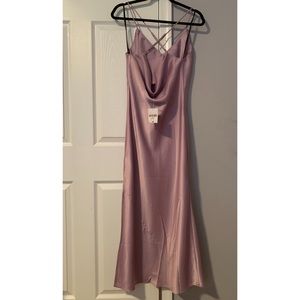 Lavender satin midi dress